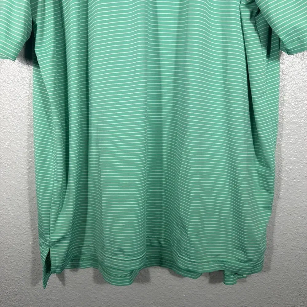 Peter Millar Summer Comfort Polo XL Mens Green White Striped Golf Performance